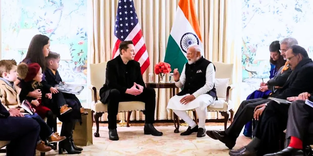 Elon Musk, X's owner, and Indian Prime Minister Narendra Modi
