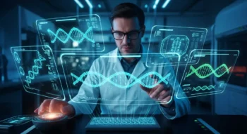 Scientist analyzing DNA