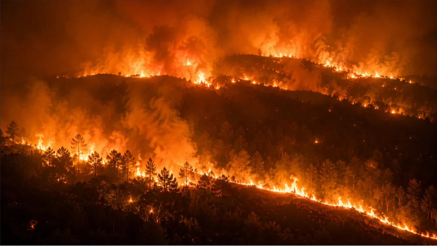 Wildfire at dusk
